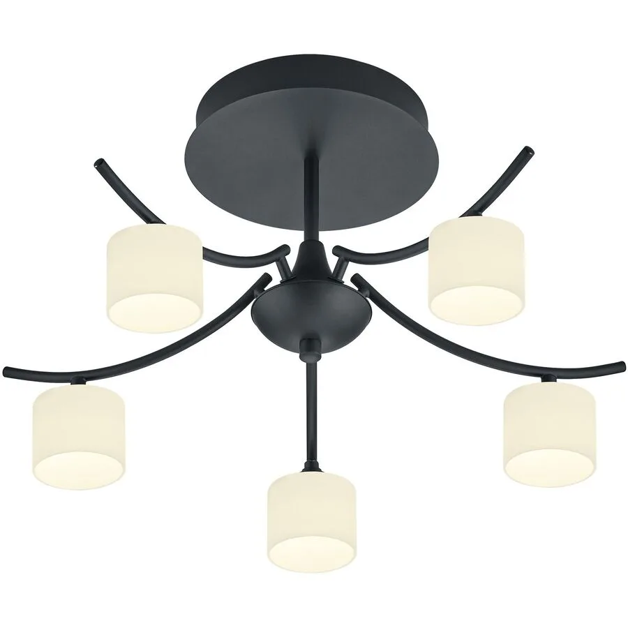 Deckenlampe Anika Schwarz Metall 53 cm 31 cm - LED - Lichtfarbe: Extra warmweiss - LED Energiesparlampen