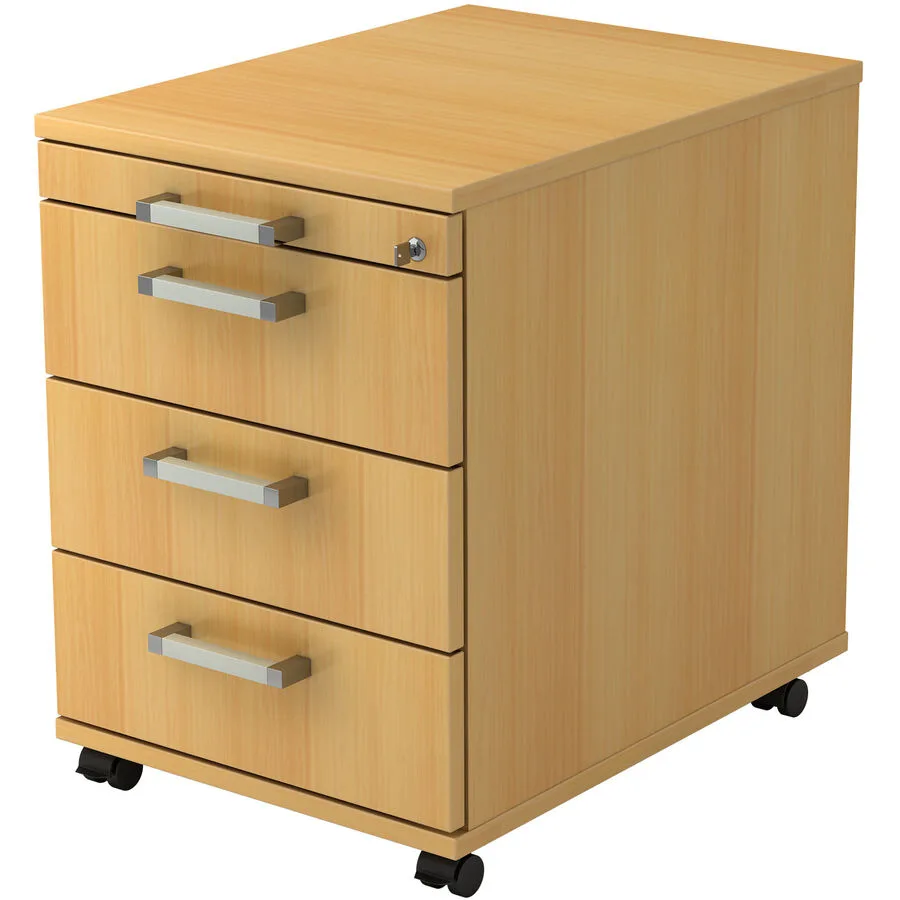 Rollcontainer Office Buche Dekor/Chrom Holzwerkstoff/Metall B 42.8 H 59 cm