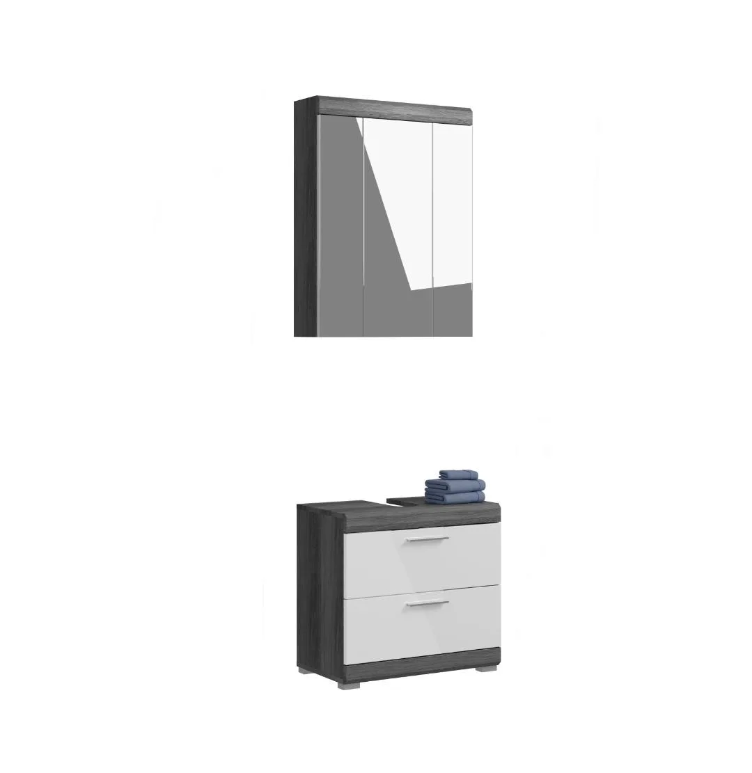 Scout Badmöbelset S47 hvid højglans, grau.
