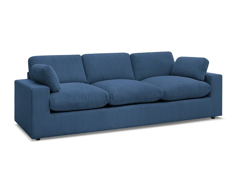 3er Sofa BOBOCHIC BELAIR Cord-Stoff dunkelblau