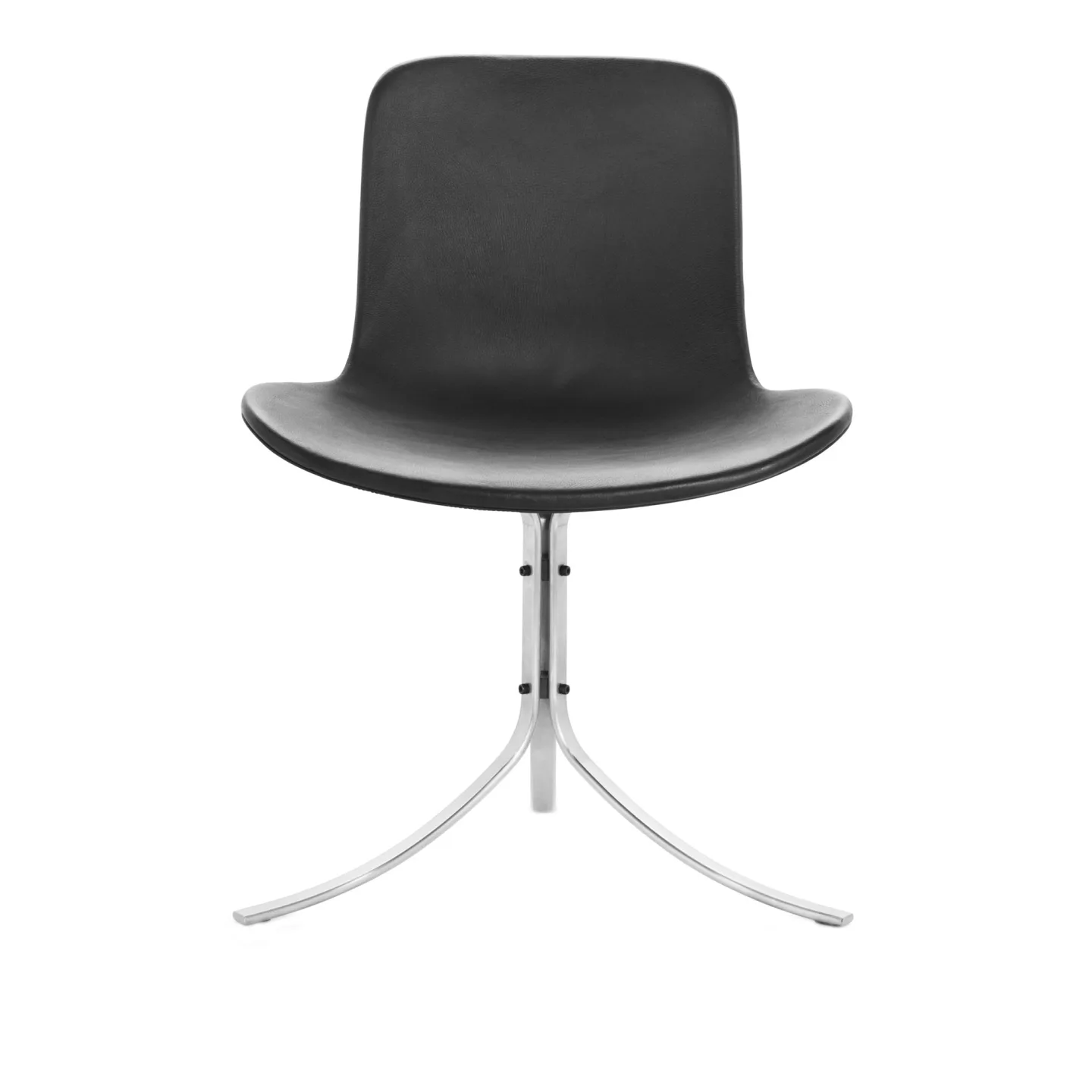 Fritz Hansen - PK9, Läder, Grace Black - Matstolar - Poul Kjærholm - Svart - Läder/Metall/Syntetiskt