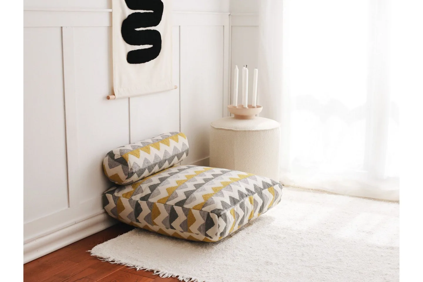 Munkad Sittpuff 70 cm - Flerfärgad