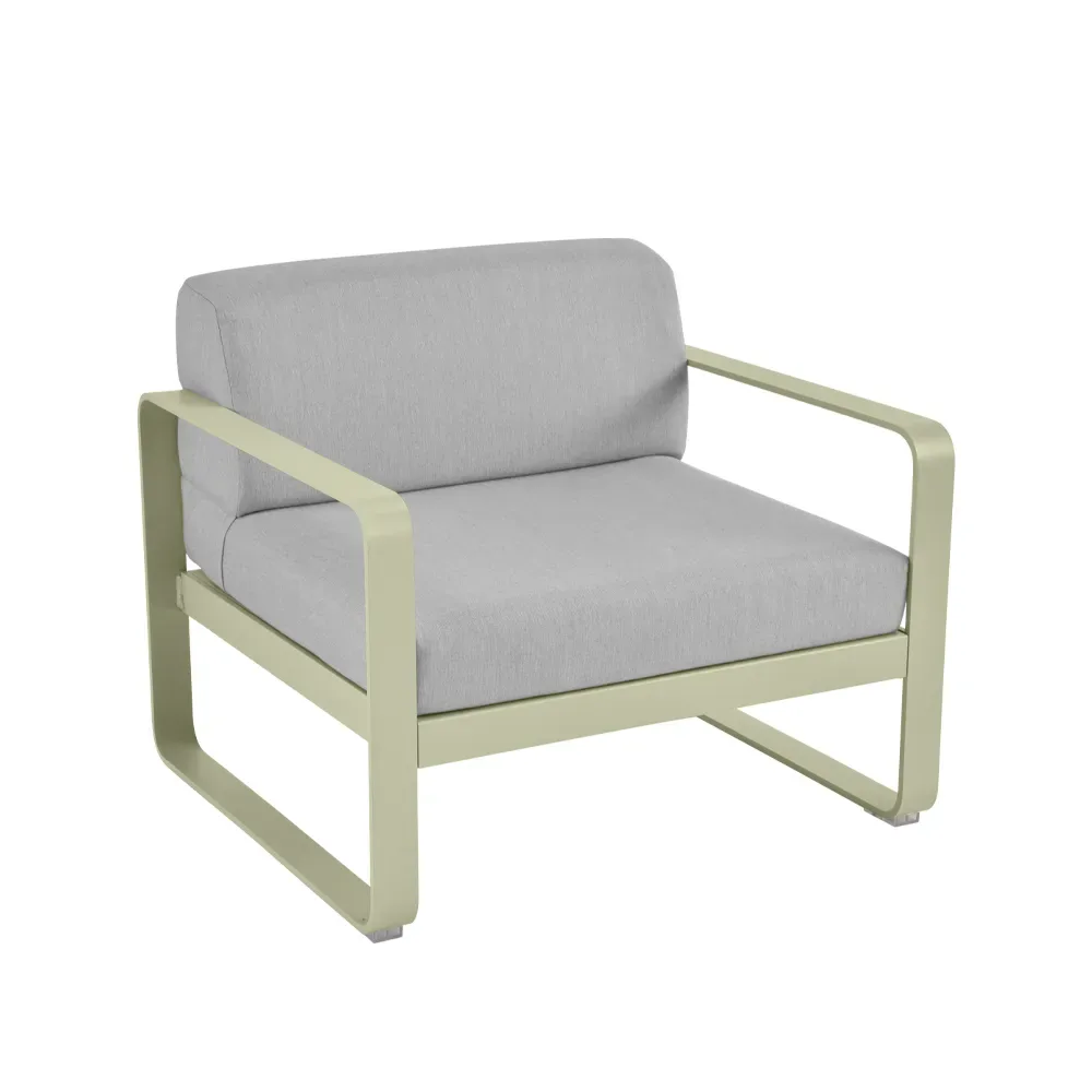 Fermob Bellevie fåtölj Willow green (grön), flannel grey dyna