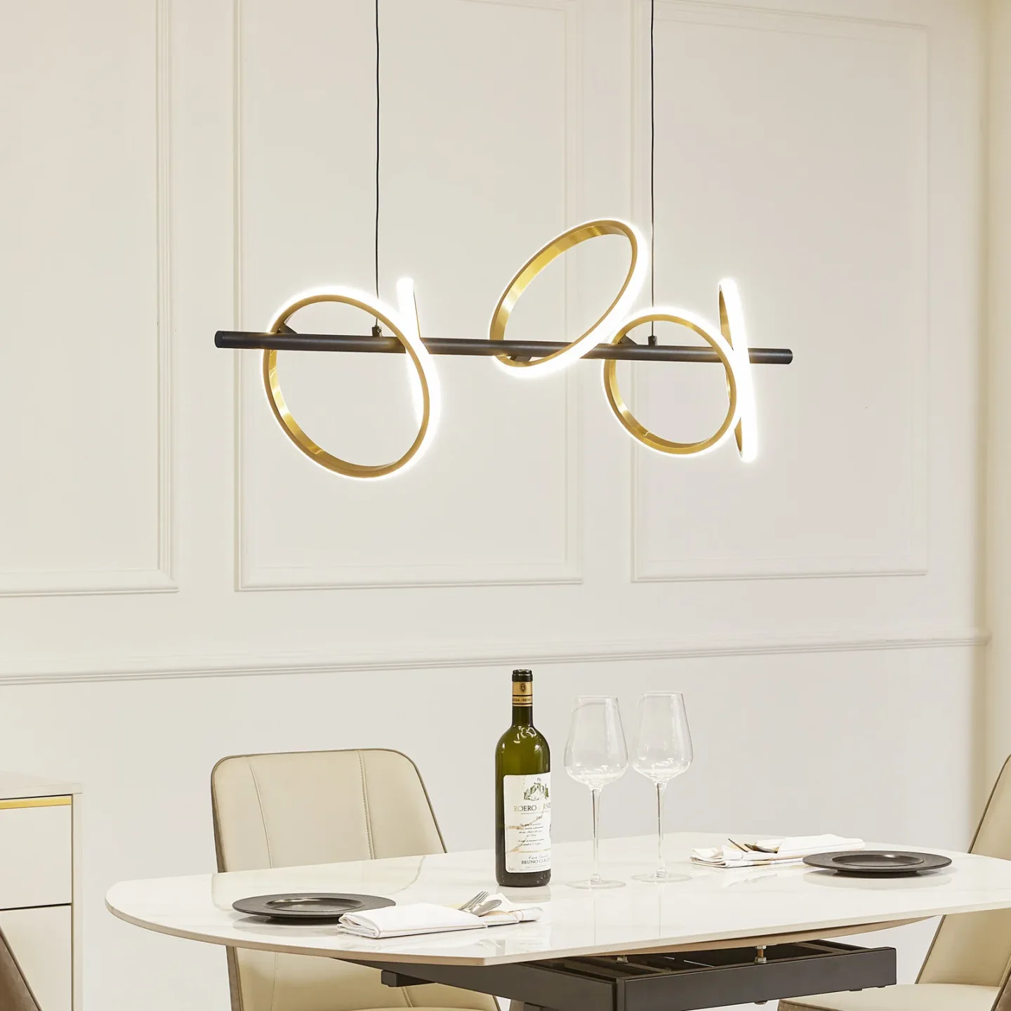 Madu LED Taklampa L92,5 Svart/Guld/Vit - Lucande - Matsal - Modern - Plast - Med flera ljuskällor