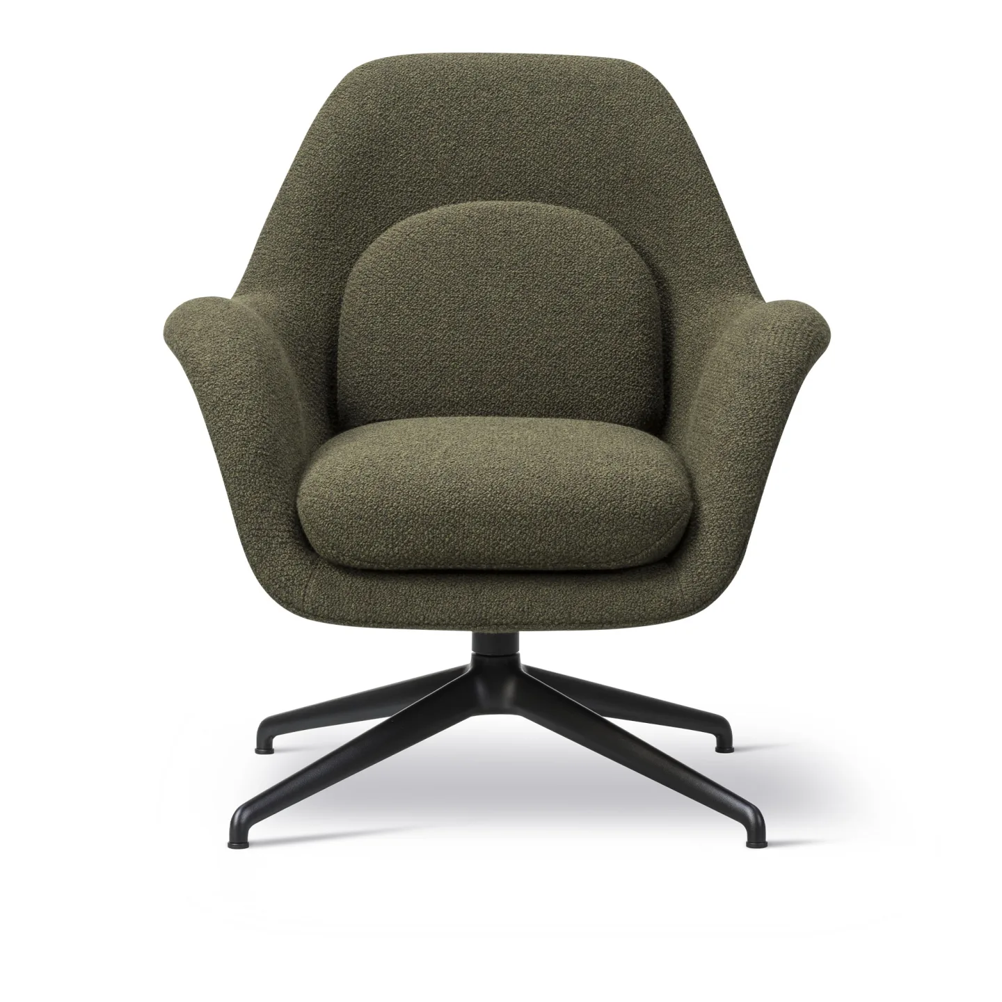 Fredericia Furniture - Swoon Lounge Petit Swivel Base Savoy Deep Red / Black - Fåtöljer - Space Copenhagen - Röd - Metall/Textilmaterial