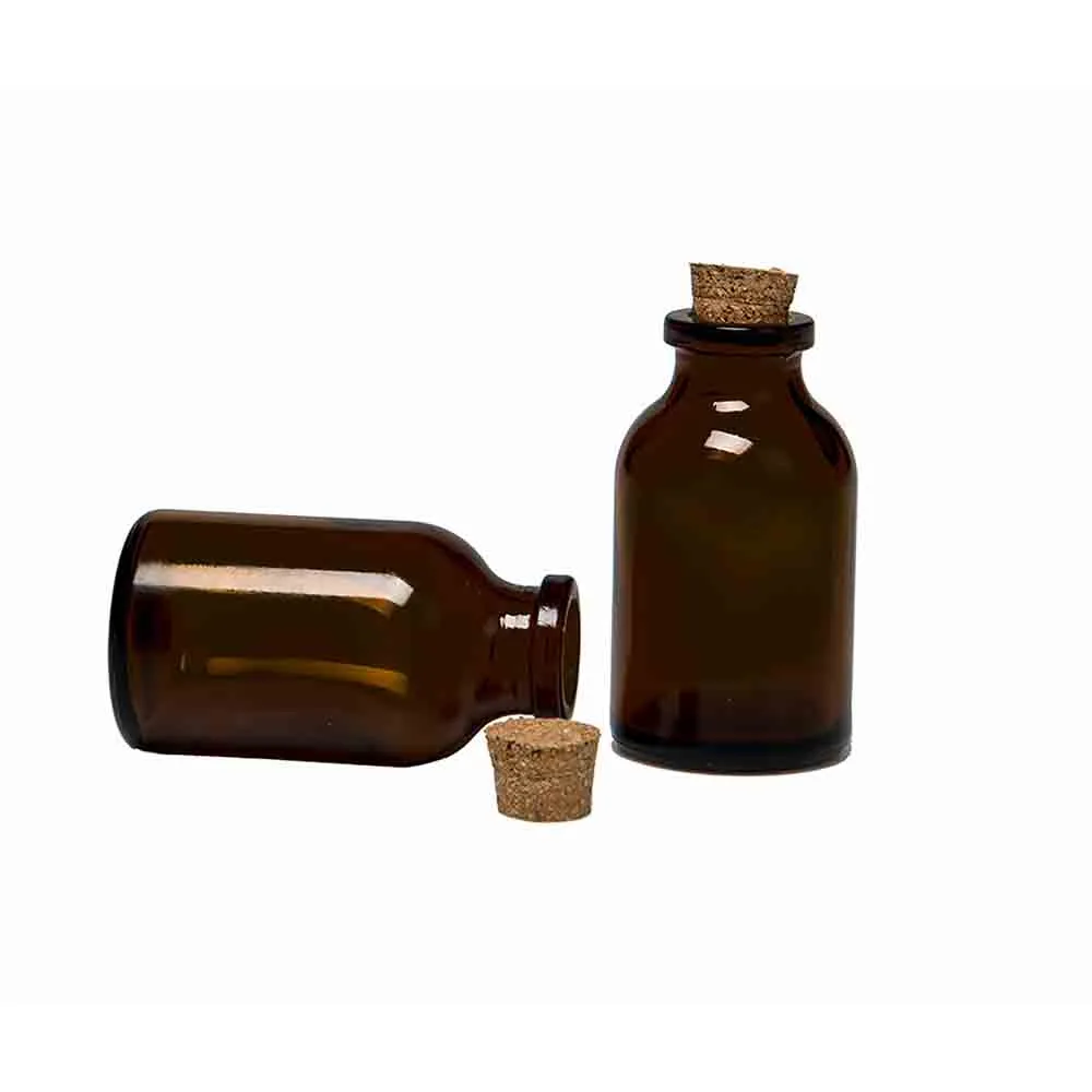 Glasflaska med kork brun Mini 20 ml
