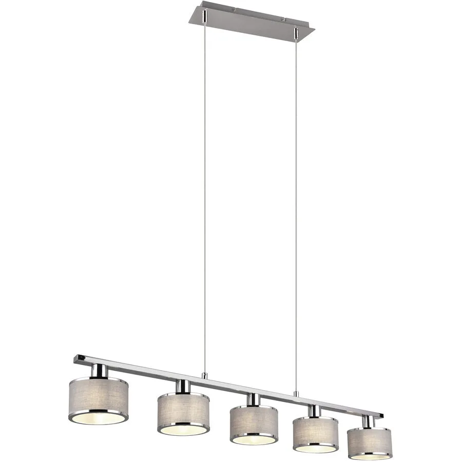 Pendellampe Nurpak Grau Metall 92 cm 150 cm Höhenverstellbar (manuell) - Farbe: chrom