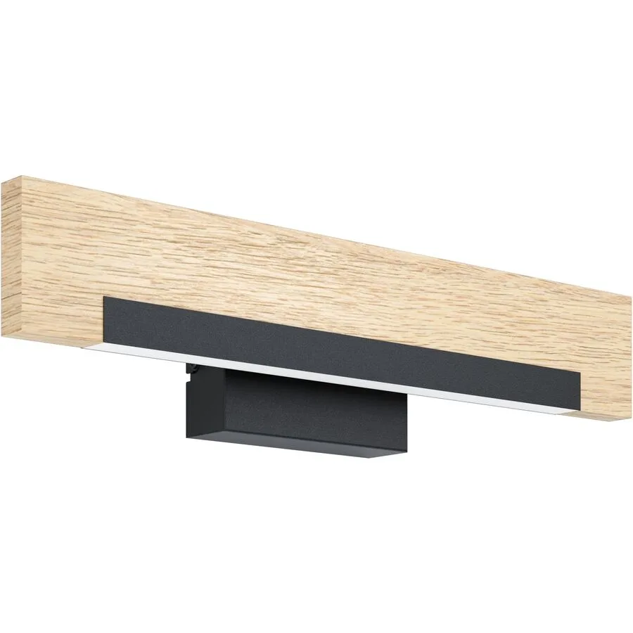 Eglo Wandlampe Camacho Braun/Schwarz/Weiss Stahl/Holz 7.5 cm 10.5 mm - LED - Lichtfarbe: Warmweiss - Material: Holz/Stahl - Wandlampe- LED