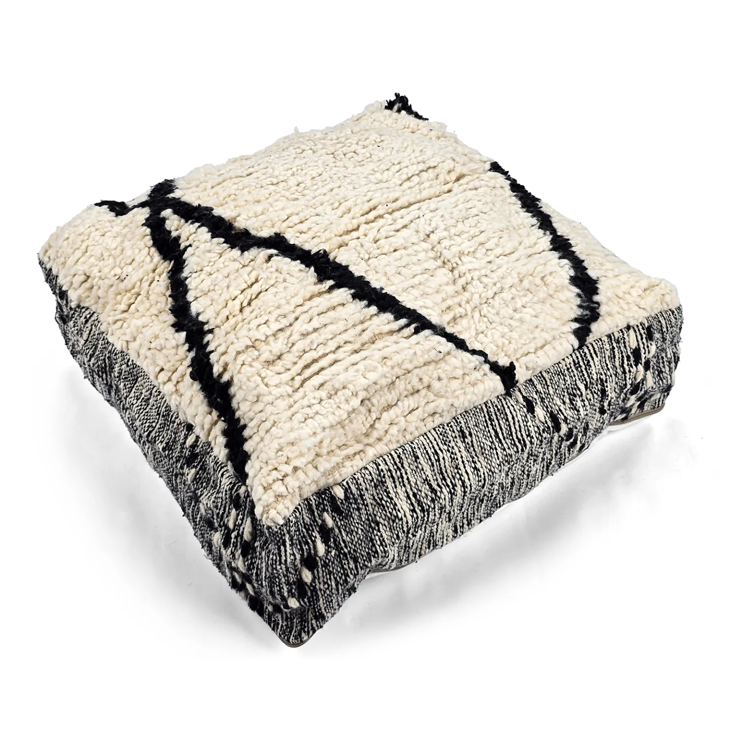 Sittepuff - Marokkansk Beni Ourain 019 (Størrelse: 60 x 60 cm)