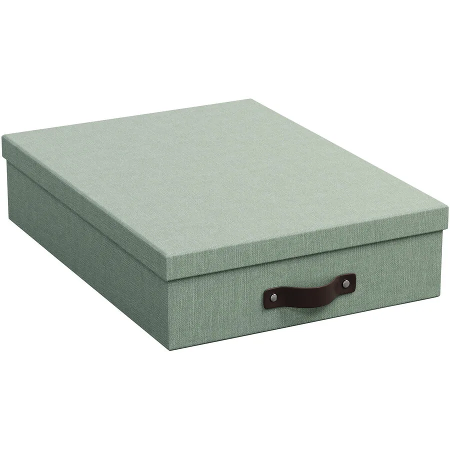Aufbewahrungsbox Bigso Box soft teal Papier/Leder B 26 cm H 8.5 cm