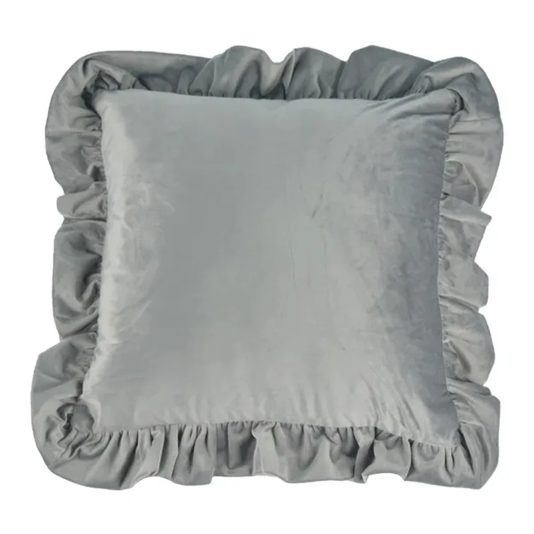 Putetrekk - Ruffled (grå) (Størrelse: 45 x 45 cm)