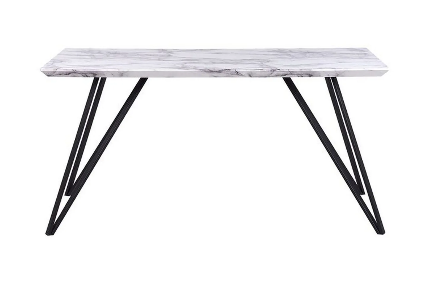 Matbord 150 x 80 cm marmor effekt/svart MOLDEN - Vit