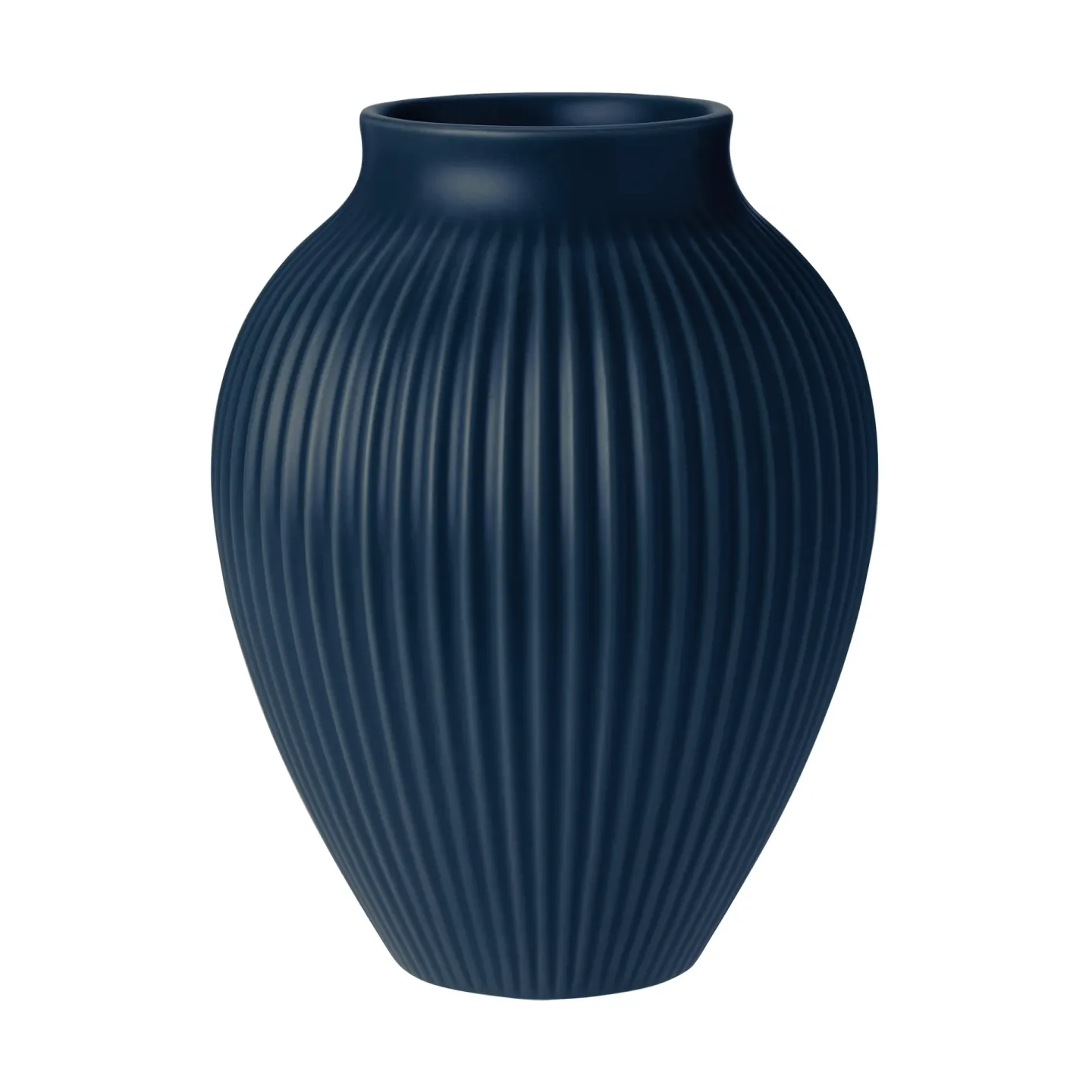 Knabstrup Keramik Knabstrup Vase geriffelt 20cm Dark blue