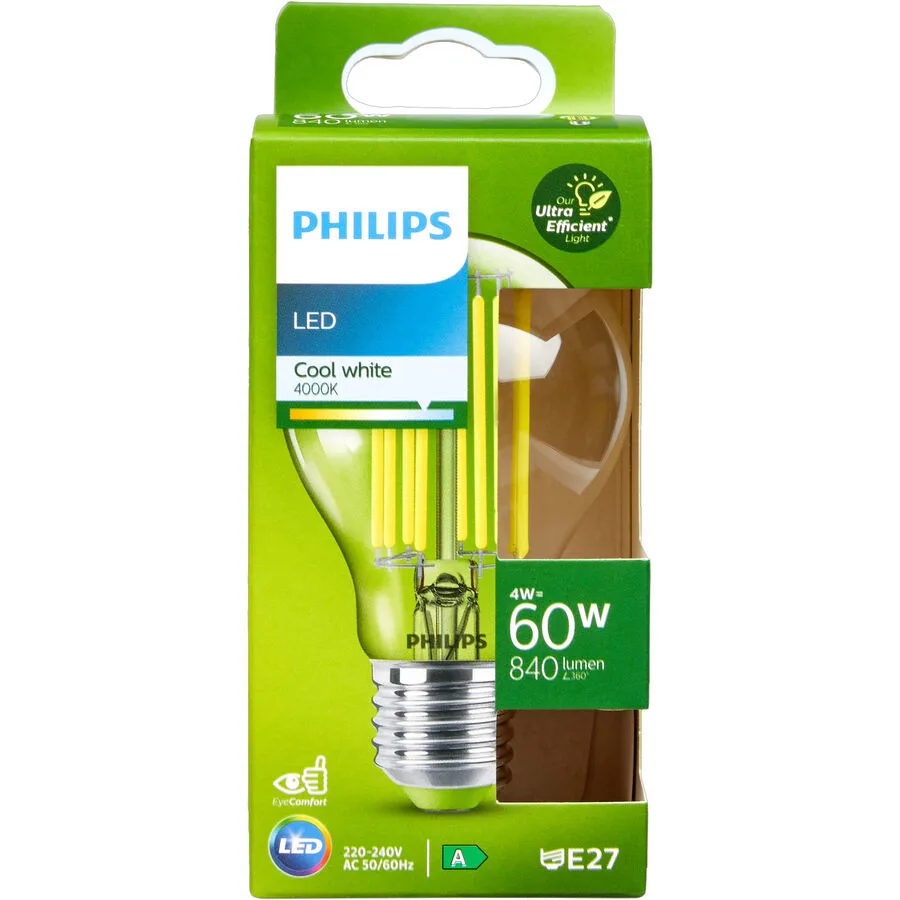 Leuchtmittel Philips Glas E27 4 W - Farbe: klar - LED - Lichtfarbe: Helles Neutralweiss