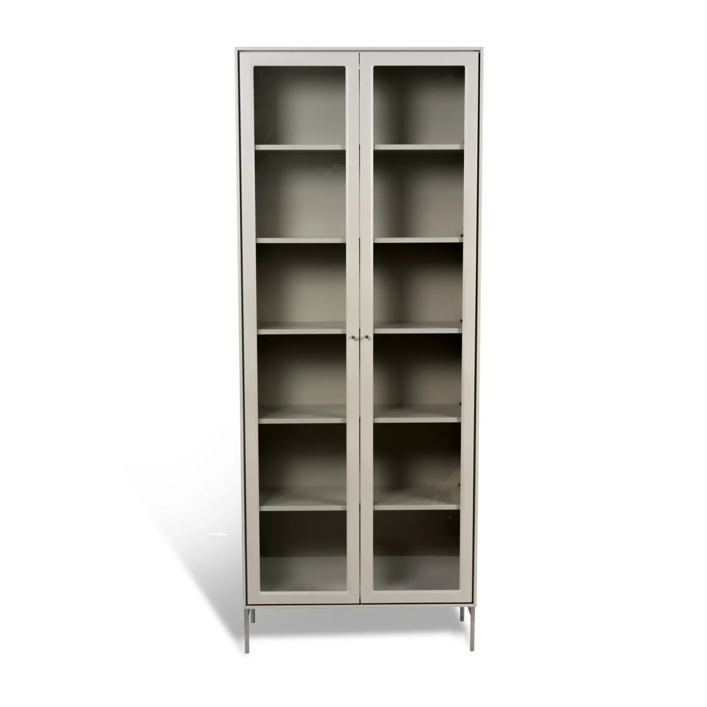 Mavis Volt vitrinskåp 190 cm beige Detaljer i rostfritt stål