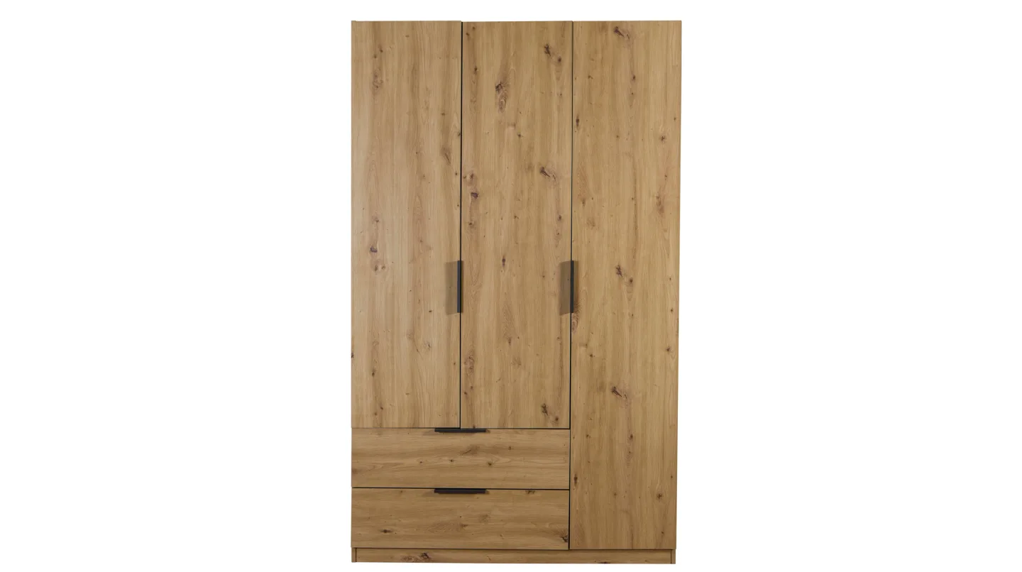 Kleiderschrank mit Schubladen 3-türig Eiche 122 cm - ESPRESSO
