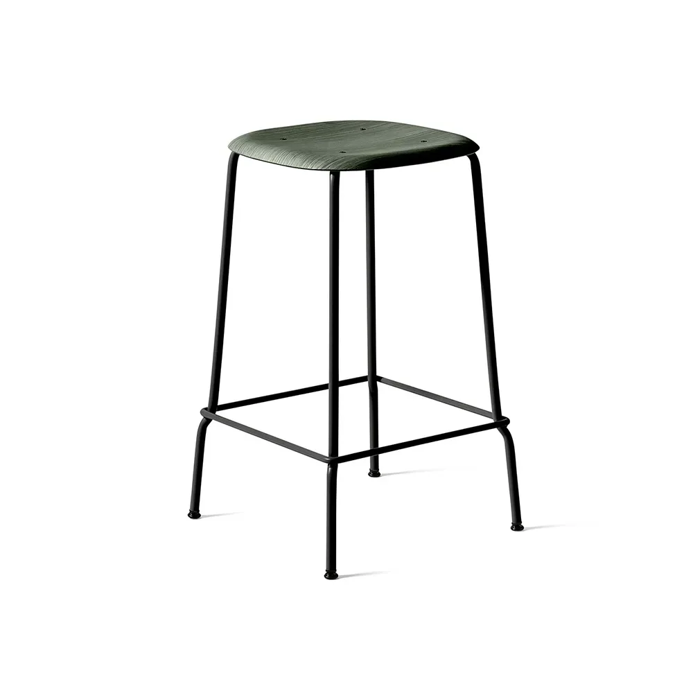 HAY Soft Edge 30 Low Barhocker Hunter, schwarzes Stahlgestell