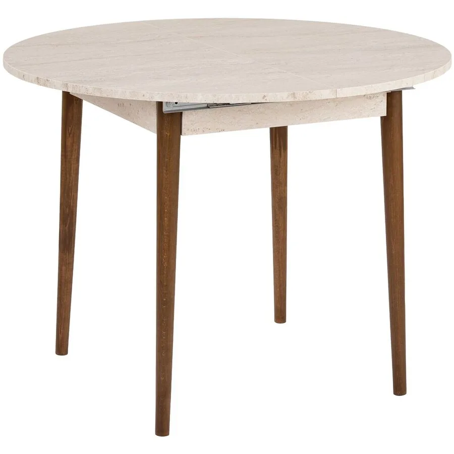 Esstisch Georis Travertin, Nussbaum 100% Melaminbeschichtete Spanplatte Massivholz B 100 T 100 cm