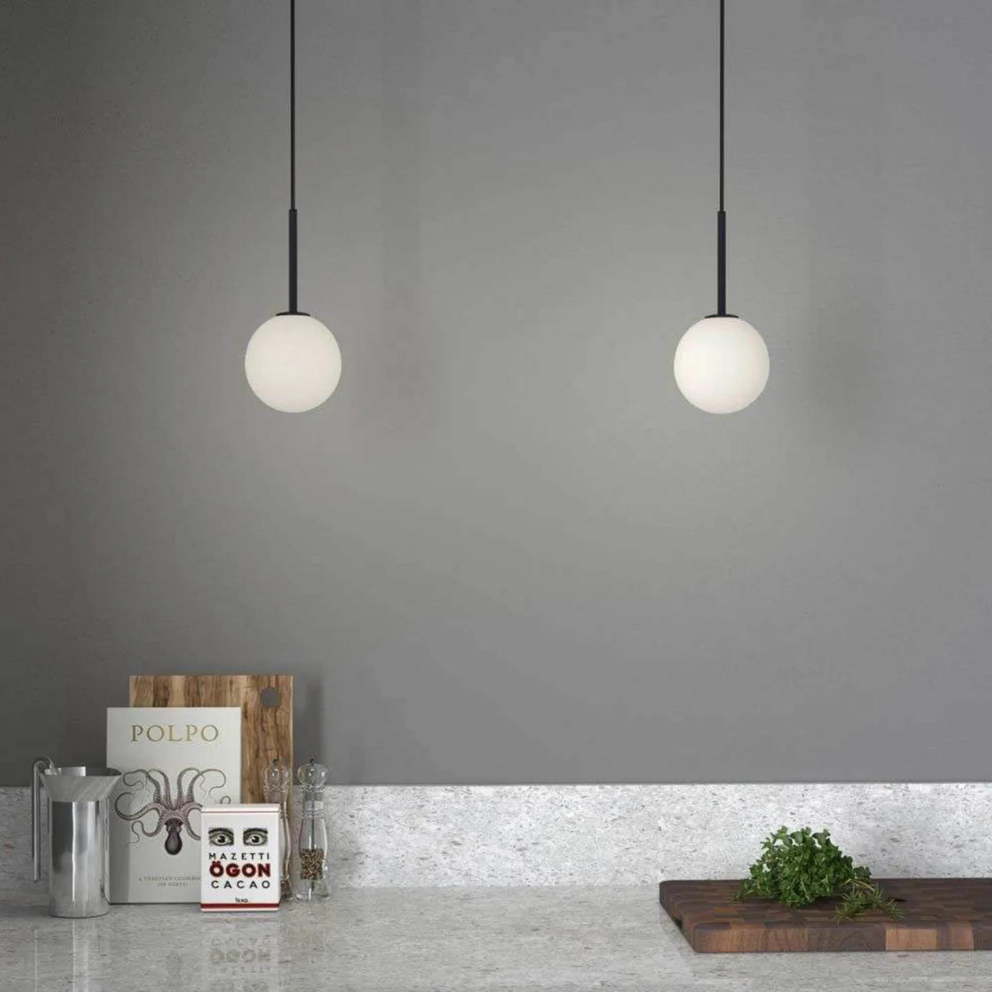 Ballon Pendelleuchte Matt Black - Herstal - Esszimmer - Metall
