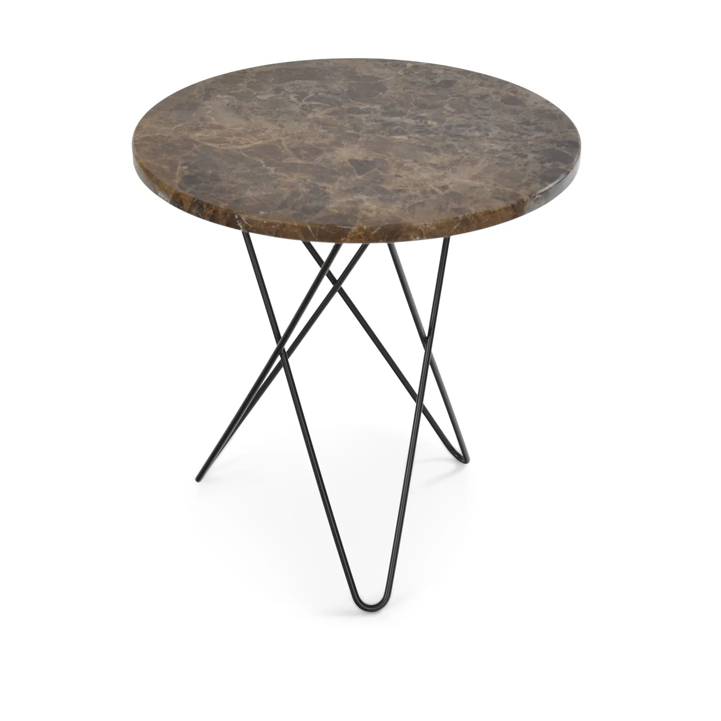 OX Denmarq - Tall Mini O Table, Black Steel Frame, Top: Brown Marble - Sidobord - Dennis Marquart - Svart - Metall/Sten