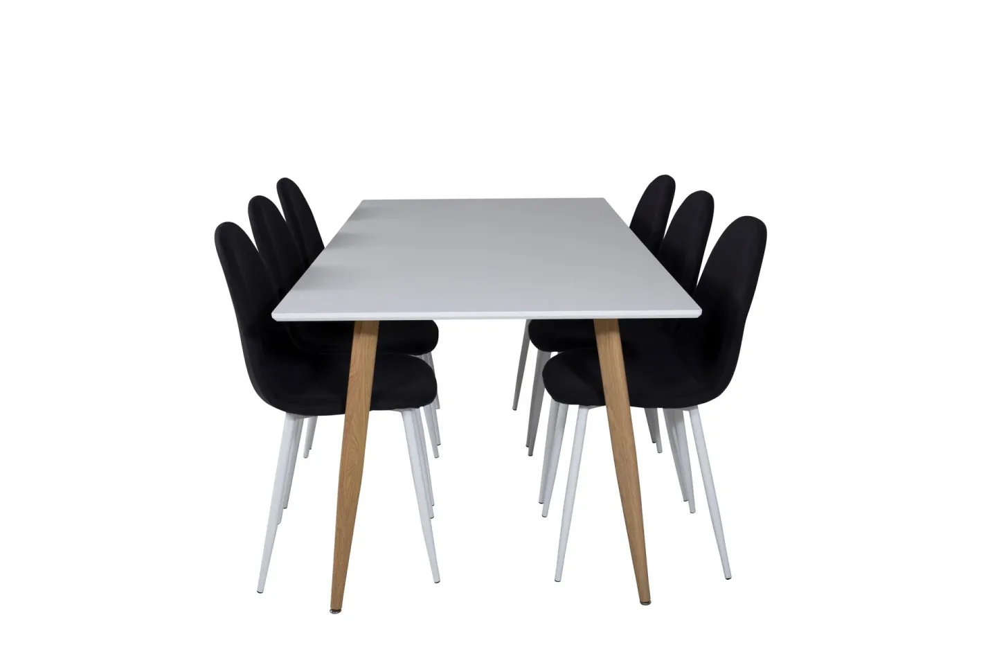 Polar Matgrupp 180 cm Rektangulär med 6 Polar stolar - Svart