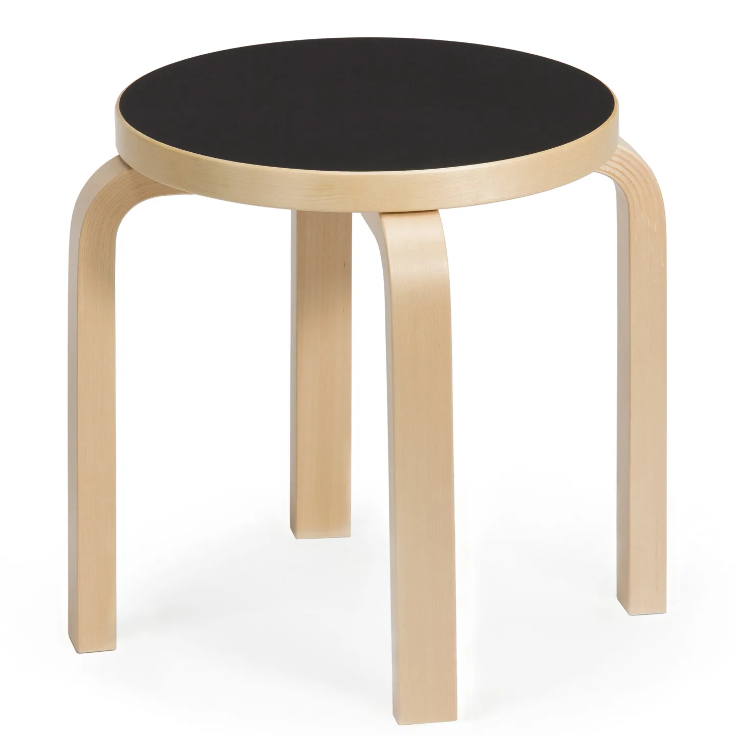 Artek - Barnpall NE60, 4 ben, Svart linoleum - Barnstolar - Alvar Aalto - Svart - Trä