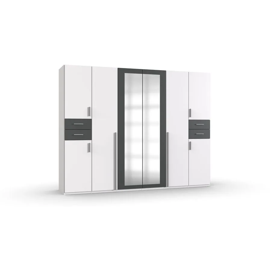 Kleiderschrank Vasquez Weiss/graphit Holzwerkstoff B 270 cm
