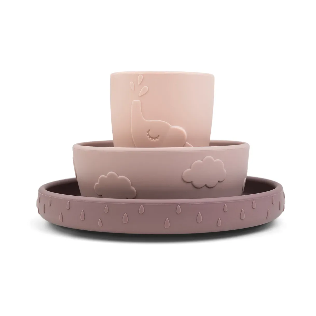 Done by deer Deer Friends Stick&Stay Kindergeschirr 3-Teile-Set Powder