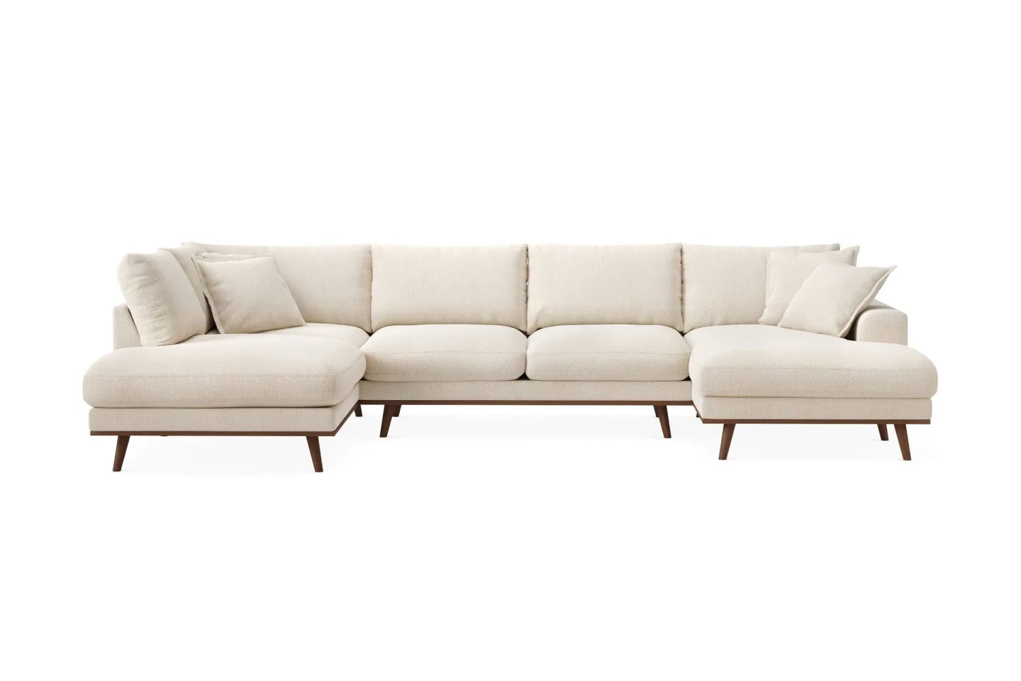 Copenhagen Premium 5-sits Vänstervänd U-formad Djup Soffa med Divan och Schäslong i Chenille - Ljusbeige