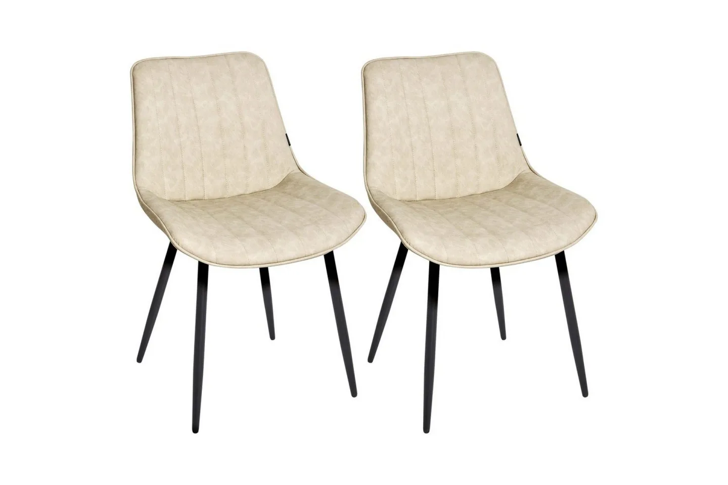 Set med 2 matstolar Dubrovnik - Beige, svart/Konstläder