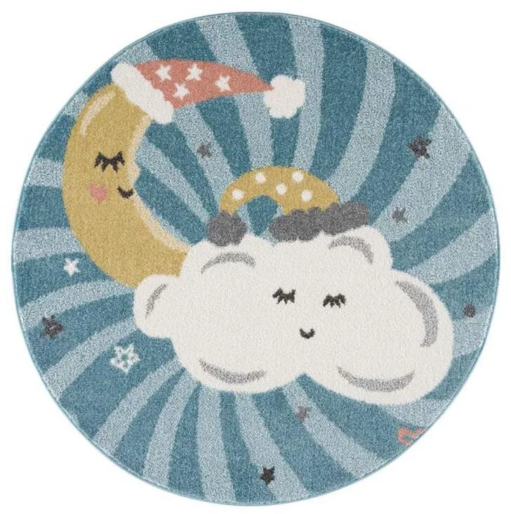 Barneteppe - Night Clouds Rund (multi) (Størrelse: Ø 120 cm)