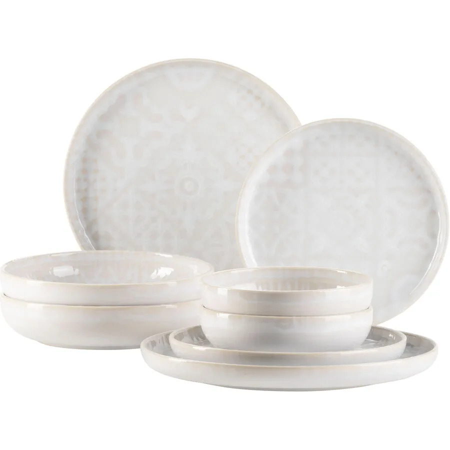 MÄSER Geschirr-Set Trad. Tiles Weiss Steinzeug