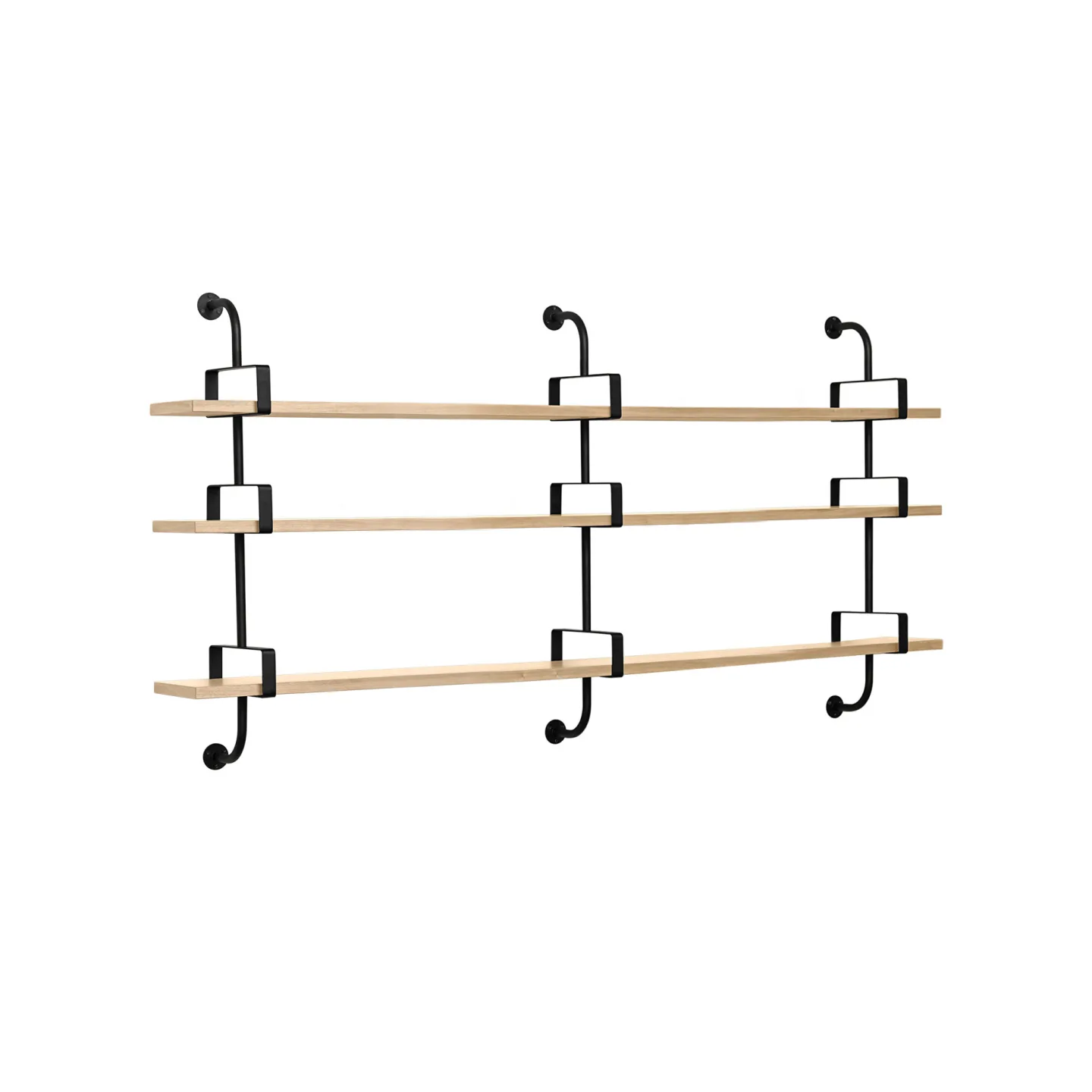 Gubi - Démon - 3 fästen, Trä: Ek, Bredd: 215 cm, 3 hyllplan - Hyllor & Hyllsystem - Mathieu Matégot - Svart - Trä