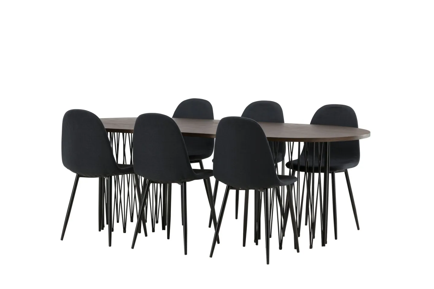Stone Matgrupp 220 cm Oval med 6 Polar stolar - Svart