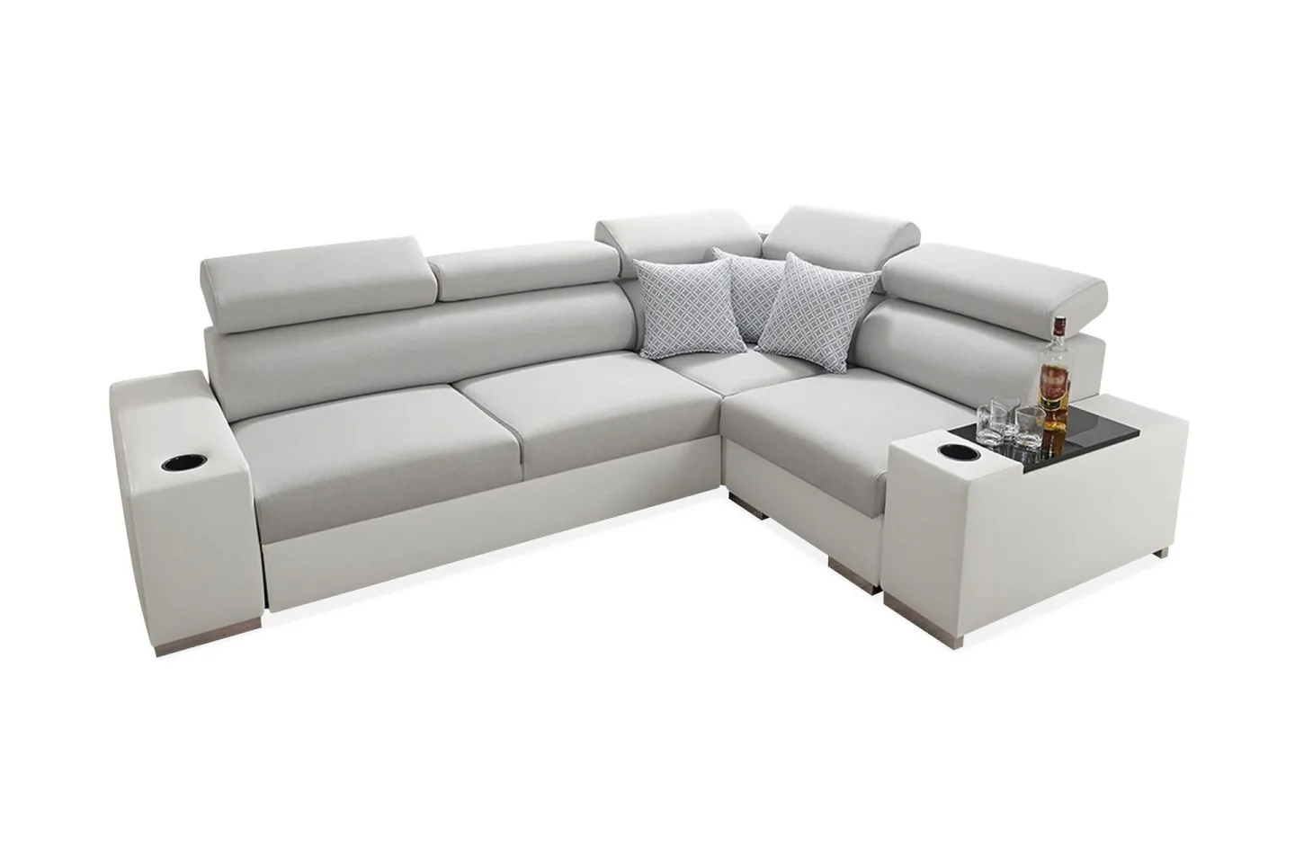 Perseo Divanbäddsoffa 282x205x95 cm - Beige/Grå/Vit