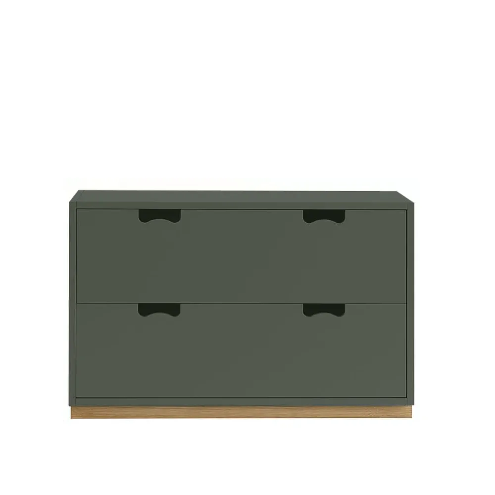Asplund Snö A2 Kommode Green khaki, Eichensockel