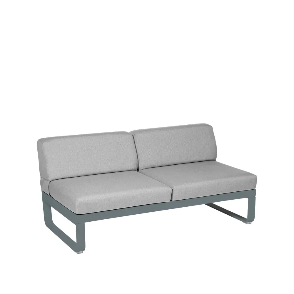 Fermob Bellevie Central modulsoffa 2-sits Storm grey (grå), flannel grey dyna