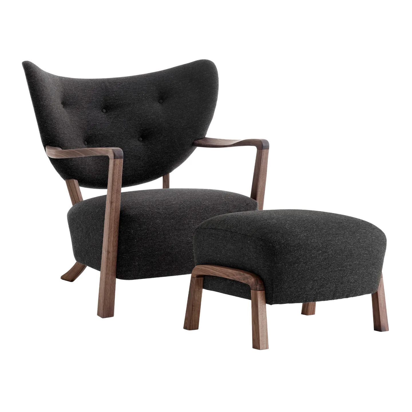 &Tradition - Wulff Lounge Chair ATD2 Pouf ATD3, Hallingdal 376, Walnut - Fåtöljer