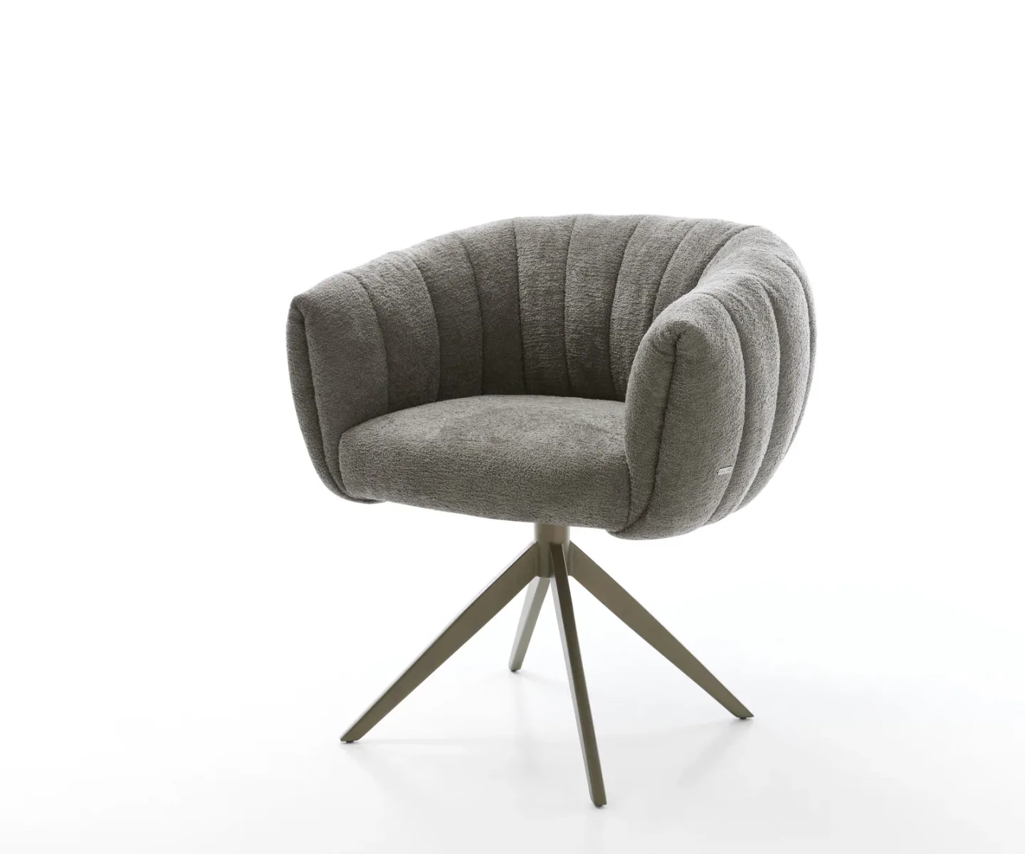 Drehstuhl Jada-Flex Bouclé Soft Schlamm Kreuzgestell breit Effektfinish Titan 360° drehbar Wippfunktion Taschenfederkern