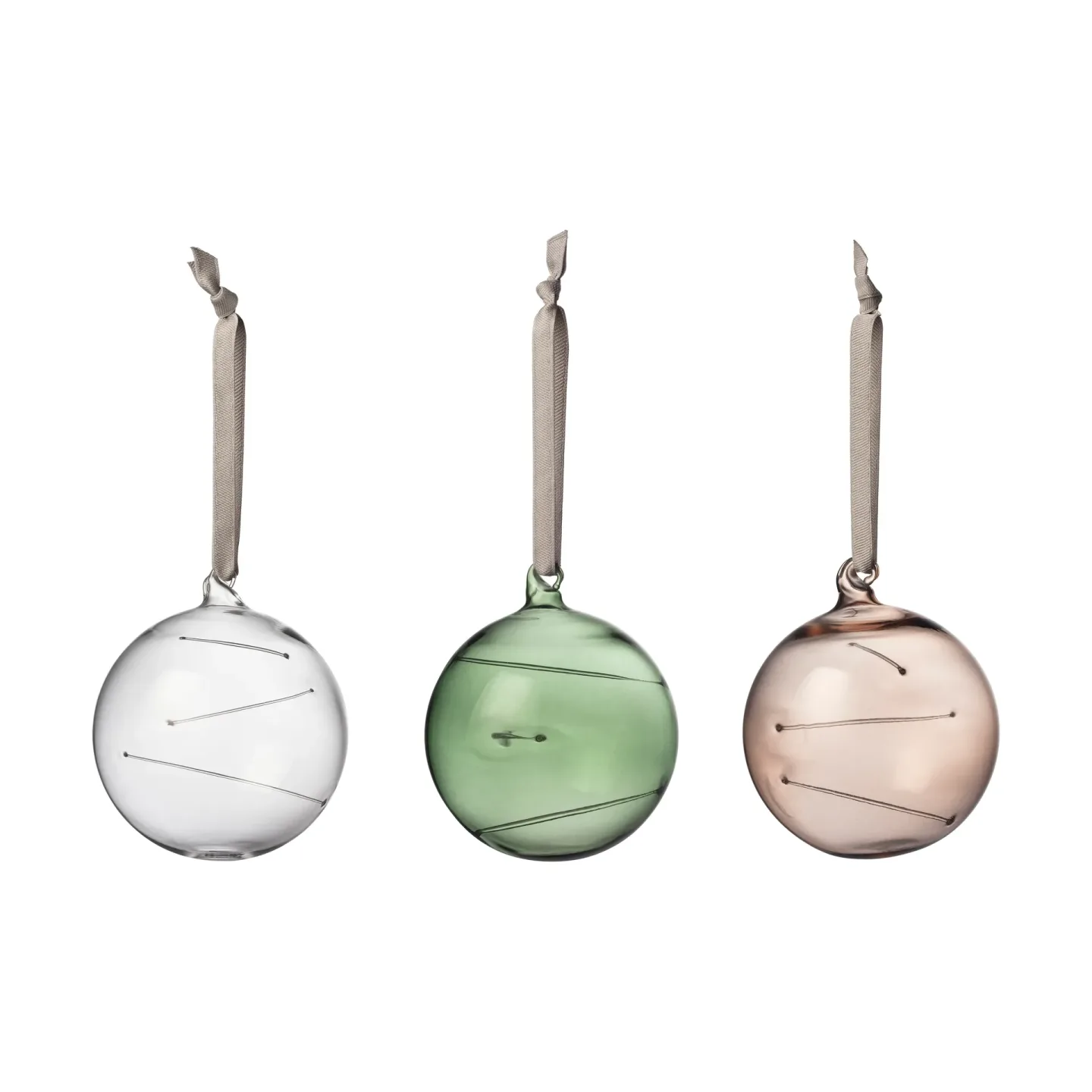 Iittala Solboll Ø8 cm 3 delar Klar-grön-linne