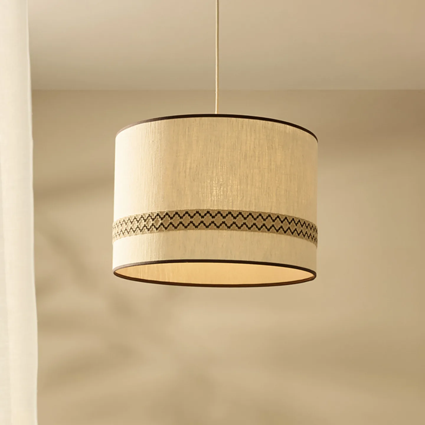 Jimmy Hängeleuchte, Ø 48 cm, Musterborte - MARKET SET - Esszimmer - Design - Stoff / Textil - Einflammig