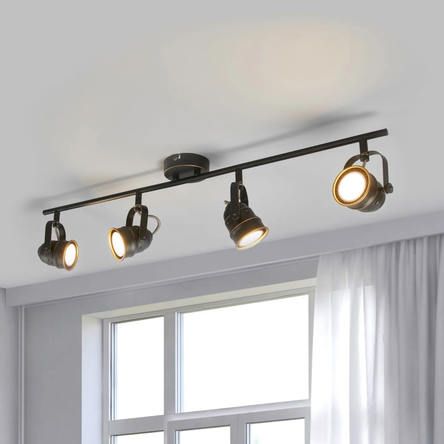 Leonor Deckenleuchte Black/Gold - Lindby - Wohnzimmer - Metall - Mehrflammig
