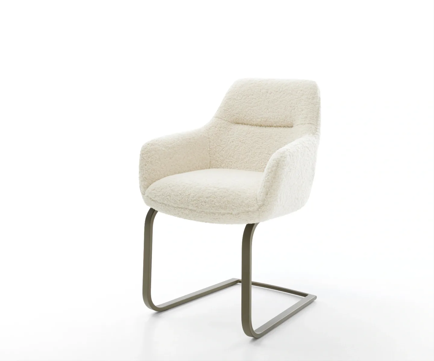 Freischwinger Pejo-Flex Teddystoff Beige Freischwinger flach Effektfinish Titan Taschenfederkern