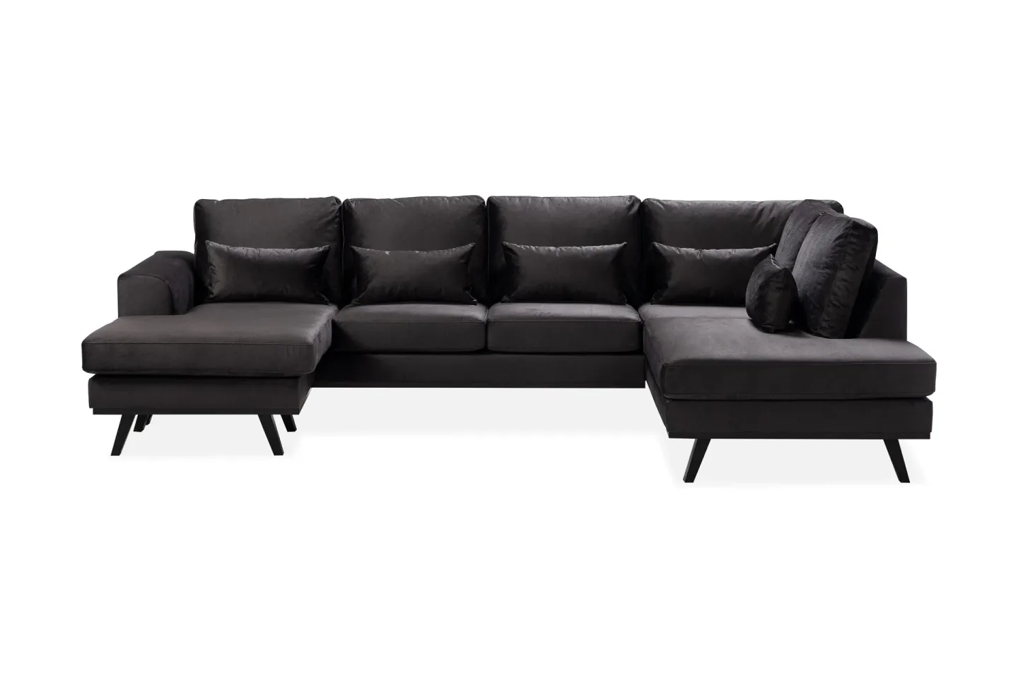 Copenhagen Compact 4-sits Högervänd U-formad Large Soffa med Divan och Schäslong i Sammet - Mörkgrå