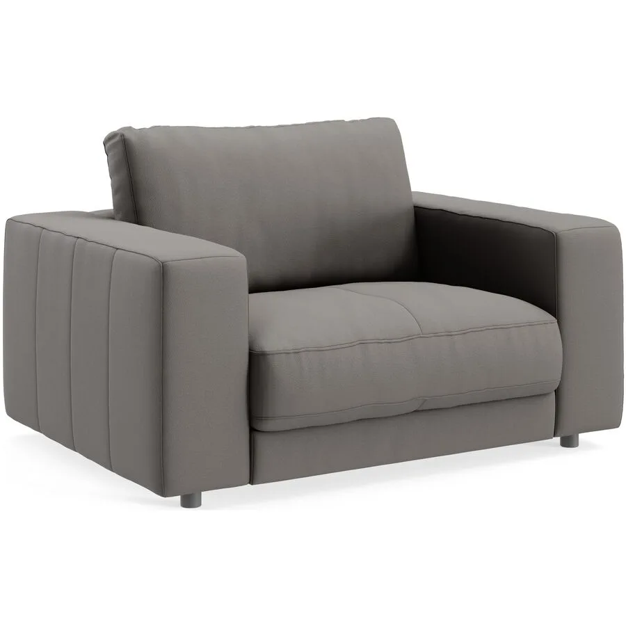 Sessel Ava grey Bezug: pigmentiertes Leder B 140 T 107 H 86 cm - Möbel Konfigurator: Traummöbel individuell zusammenstellen