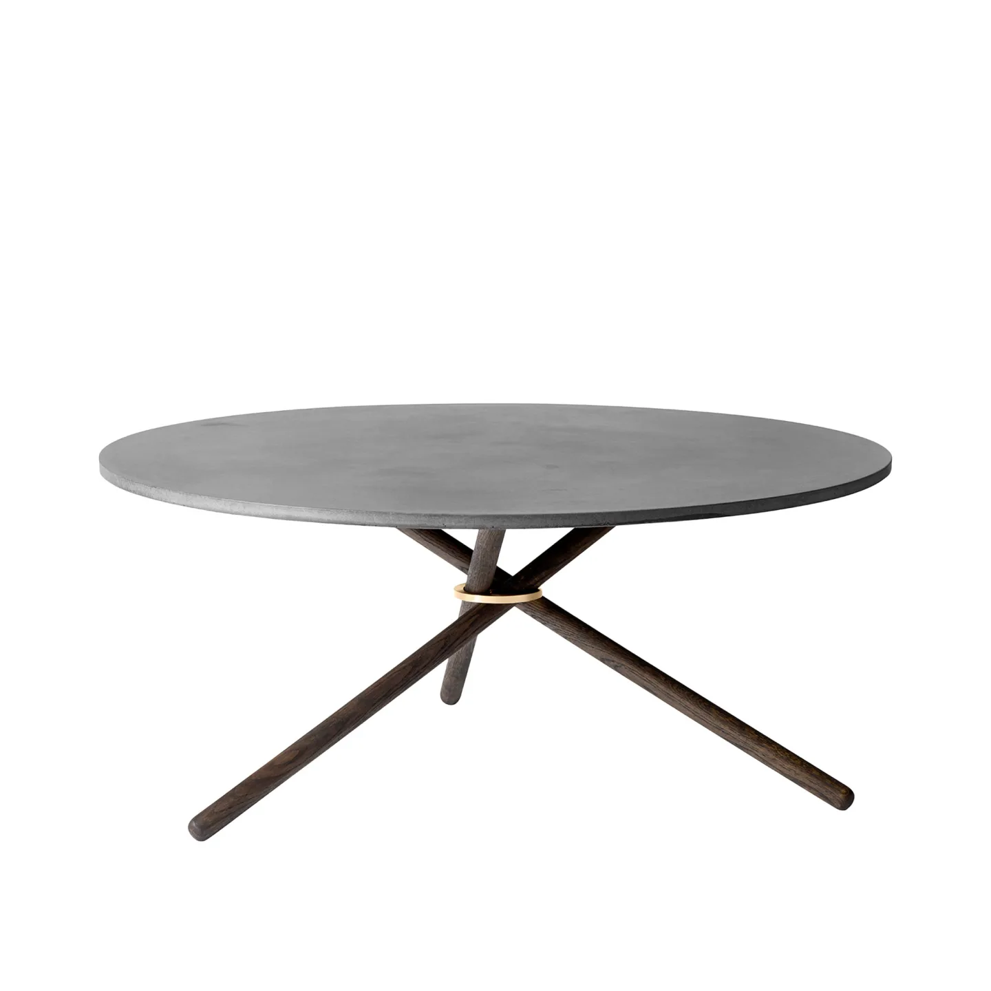 Eberhart Furniture - Edda Coffee Table / Concrete Dark / Oak Dark / Brass - Sidobord - Svart - Metall/Trä/Sten