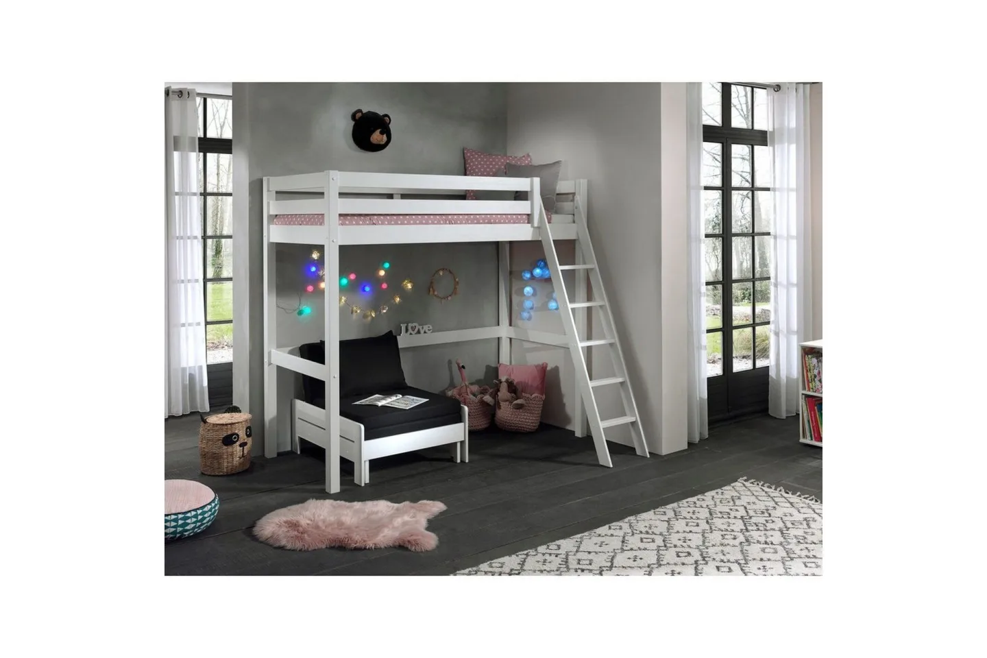 Bäddsoffa Pino Mezzanine Vit, 90 x 200 cm - Vit, 90 x 200 cm