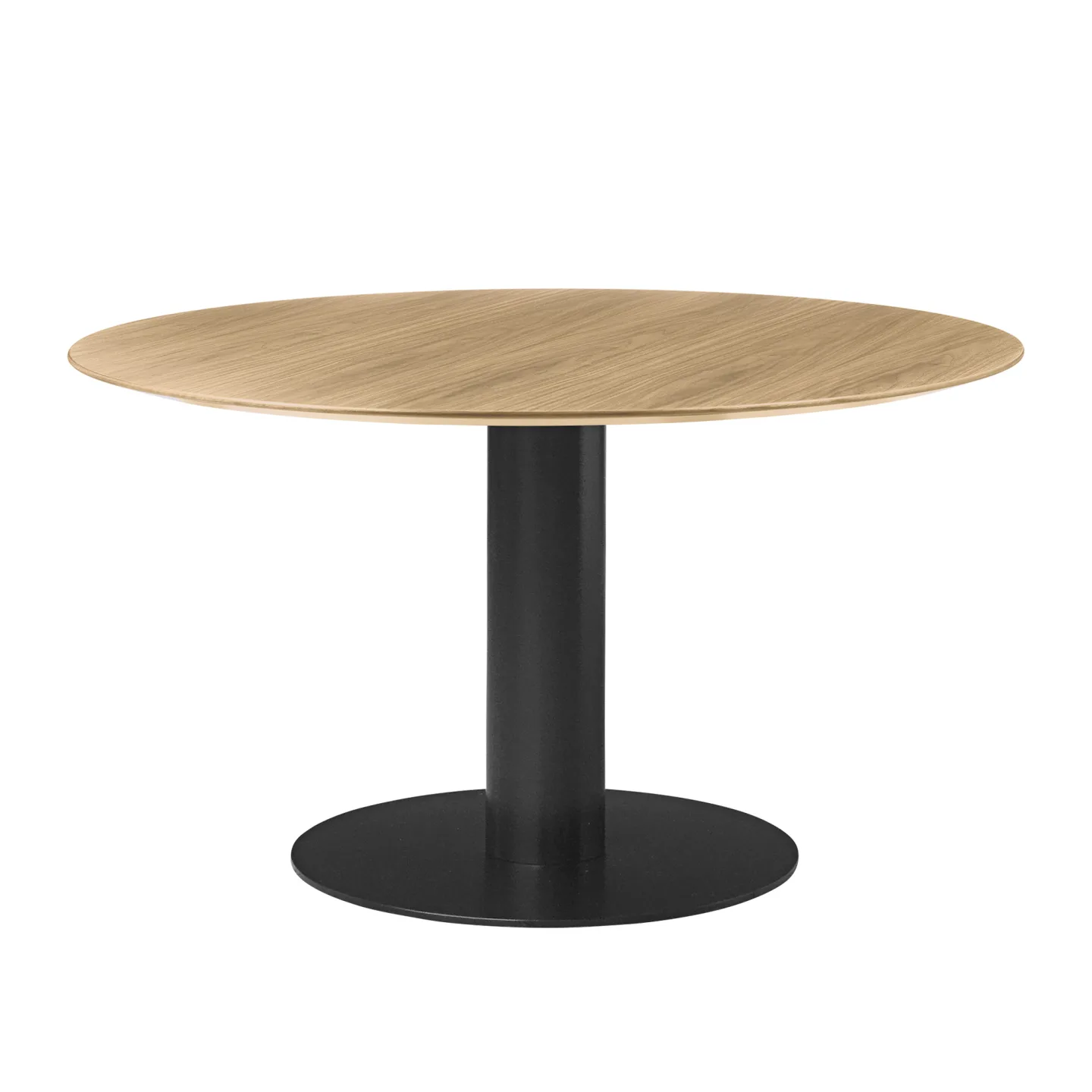 Gubi - GUBI 2.0 Dining Table, Ø 130 cm, Skiva: Trä - Ek, Bas: Svart - Matbord - Träfärgad
