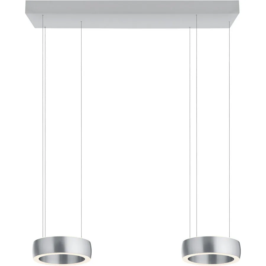 Designer-Pendellampe Bankamp Orbit aluminium matt 2-flammig dimmbar - LED - Lichtfarbe: Extra warmweiss - Material: Aluminium/Stahl -