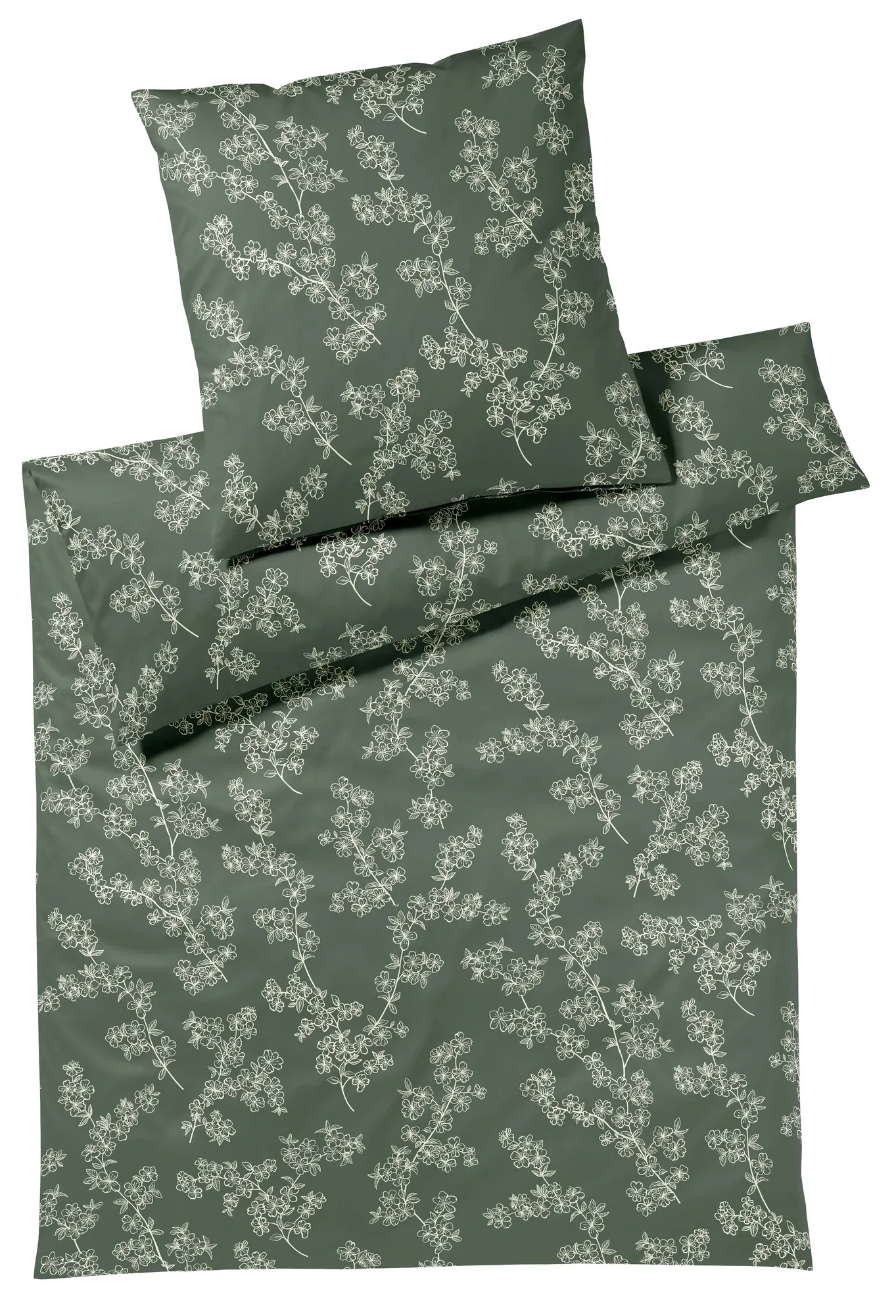 Elegante Bettwäsche Cherry Blossom Forest Green | Schubiger Möbel